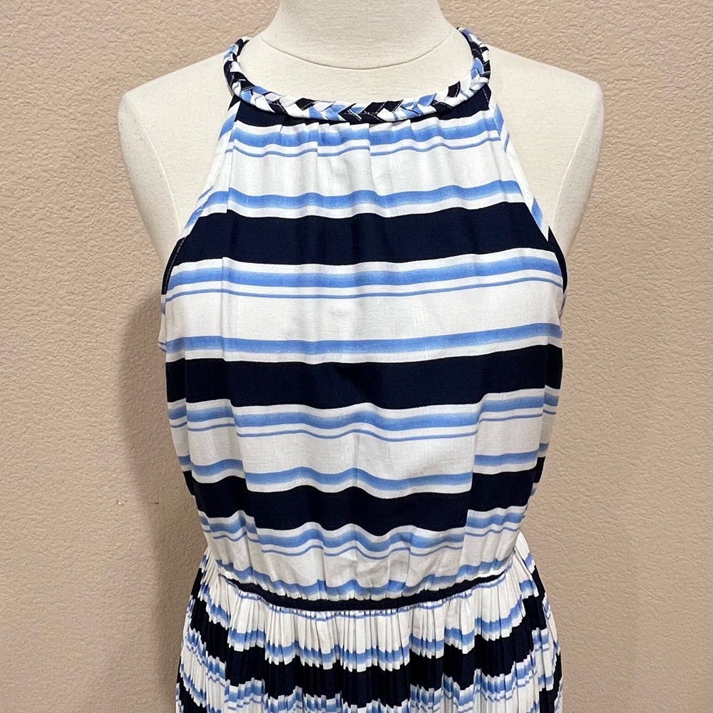 Arloh Blue Striped Halter Maxi Dress Size Small - Picture 3 of 12